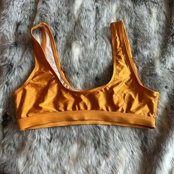Dippin Daisy’s honey orange shiny bikini top sz Large - Picture 2 of 4